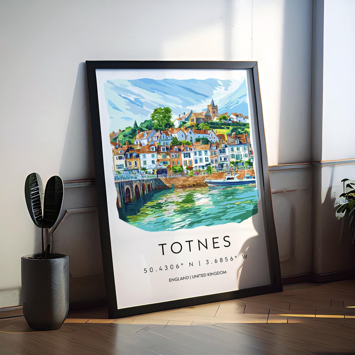 Totnes Watercolor Poster Totnes Devon Travel Print Wall Art Totnes Home Decor Totnes Gift Art Lovers UK Quirky Town