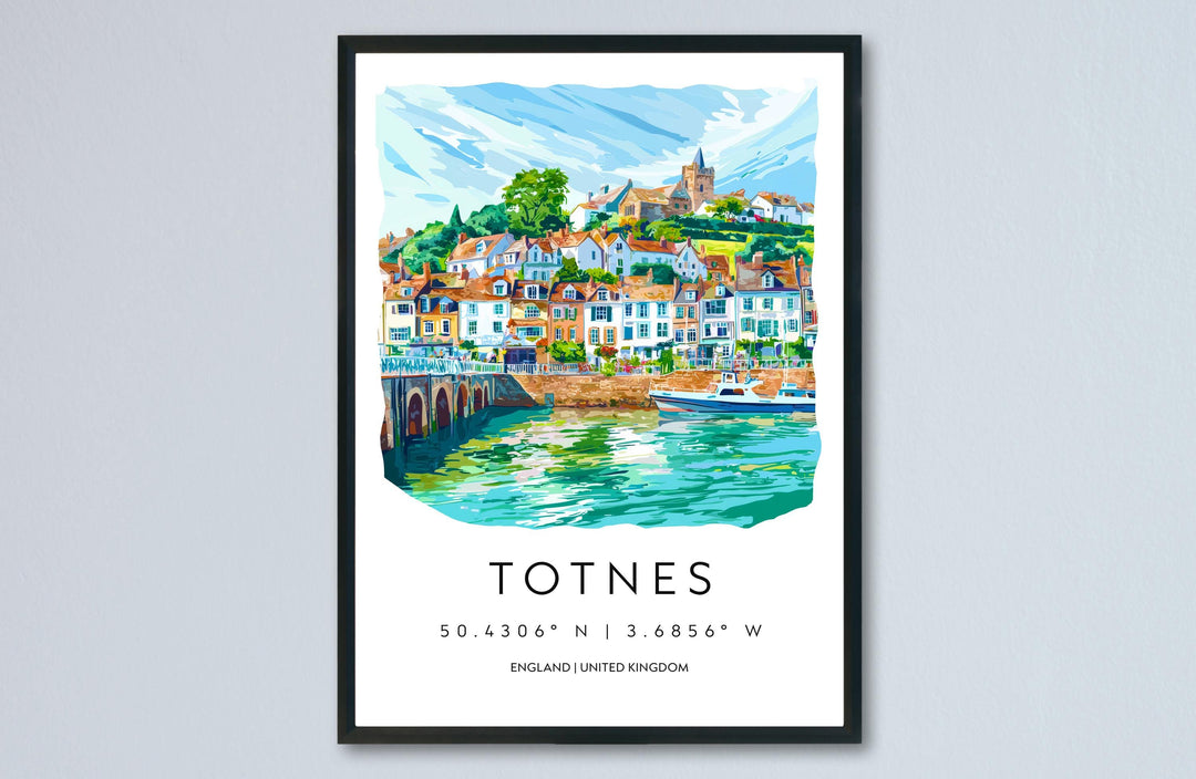 Totnes Watercolor Poster Totnes Devon Travel Print Wall Art Totnes Home Decor Totnes Gift Art Lovers UK Quirky Town