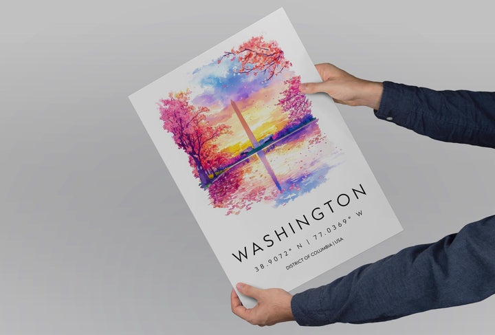 Washington Monument Watercolor Poster Washington DC Travel Print Wall Art Washington Monument Home Decor Washington Monument Gift Art Lovers