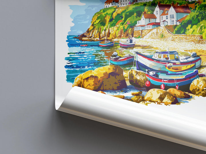 Runswick Bay Watercolor Poster Runswick Bay England Travel Print Wall Art Runswick Bay Home Decor Runswick Bay Gift Art Lovers UK Coastal