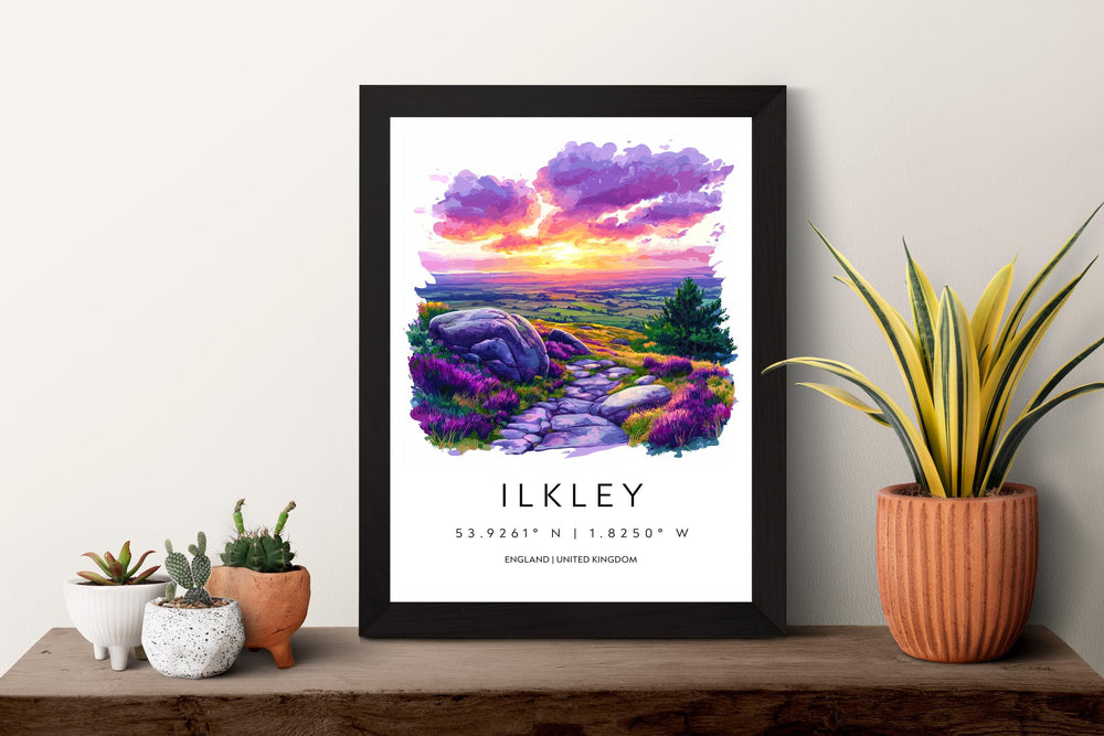 Ilkley Watercolor Poster Ilkley England Travel Print Wall Art Ilkley Home Decor Ilkley Gift Art Lovers Yorkshire Dales