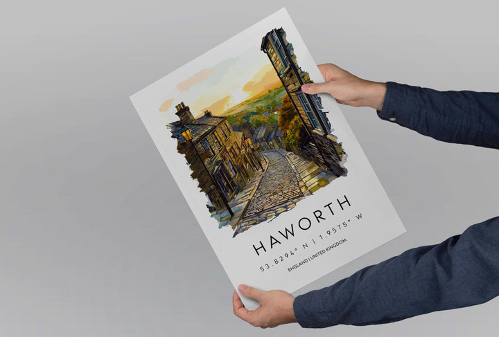 Haworth Watercolor Poster Haworth England Travel Print Wall Art Haworth Home Decor Haworth Gift Art Lovers Yorkshire Brontë