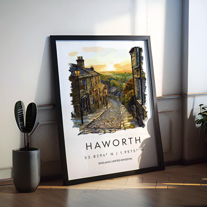 Haworth Watercolor Poster Haworth England Travel Print Wall Art Haworth Home Decor Haworth Gift Art Lovers Yorkshire Brontë