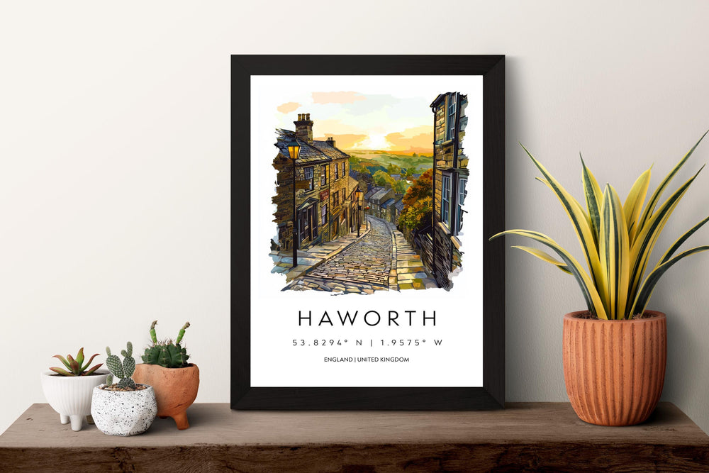 Haworth Watercolor Poster Haworth England Travel Print Wall Art Haworth Home Decor Haworth Gift Art Lovers Yorkshire Brontë