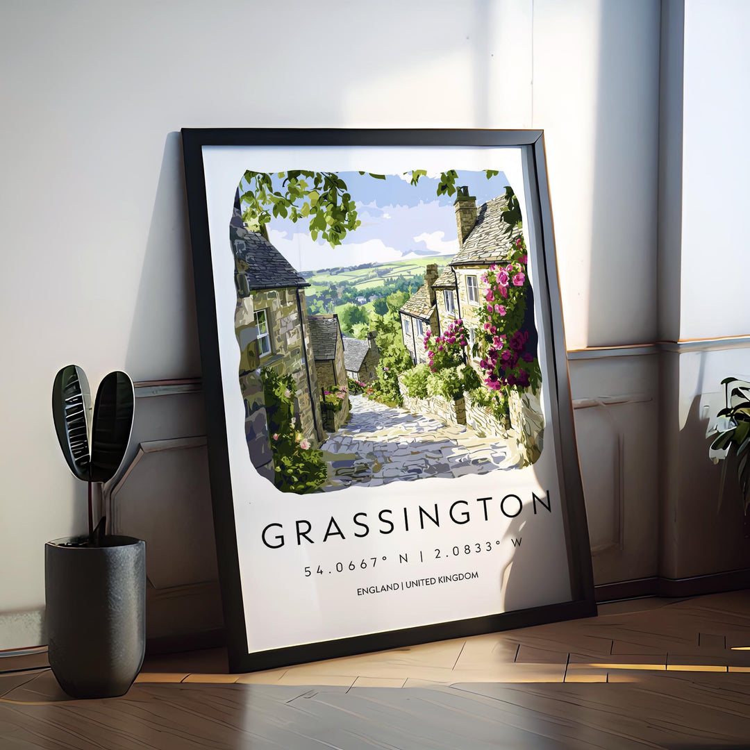 Grassington Watercolor Poster Grassington England Travel Print Wall Art Grassington Home Decor Grassington Gift Art Lovers Yorkshire Dales