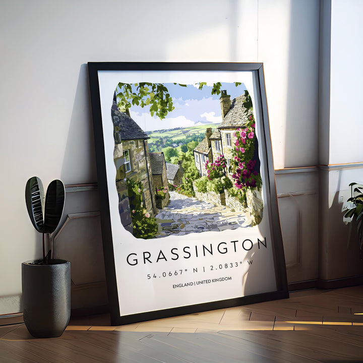 Grassington Watercolor Poster Grassington England Travel Print Wall Art Grassington Home Decor Grassington Gift Art Lovers Yorkshire Dales