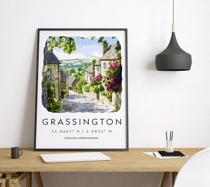 Grassington Watercolor Poster Grassington England Travel Print Wall Art Grassington Home Decor Grassington Gift Art Lovers Yorkshire Dales