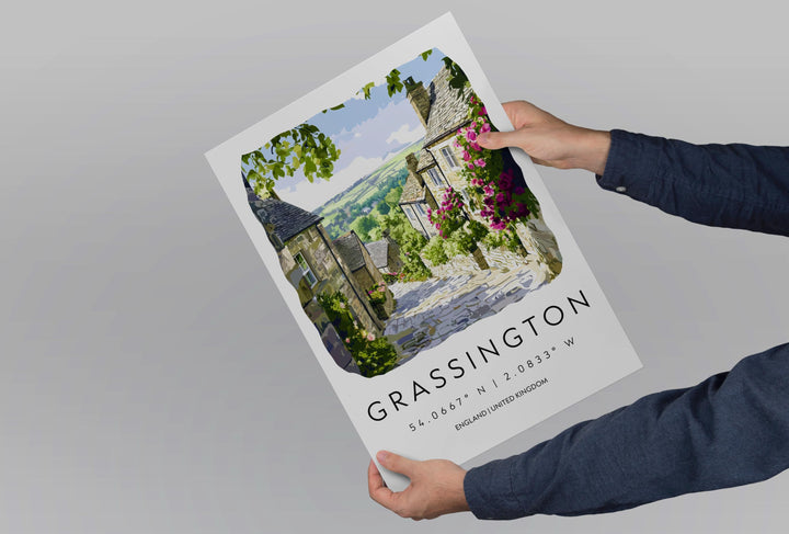 Grassington Watercolor Poster Grassington England Travel Print Wall Art Grassington Home Decor Grassington Gift Art Lovers Yorkshire Dales
