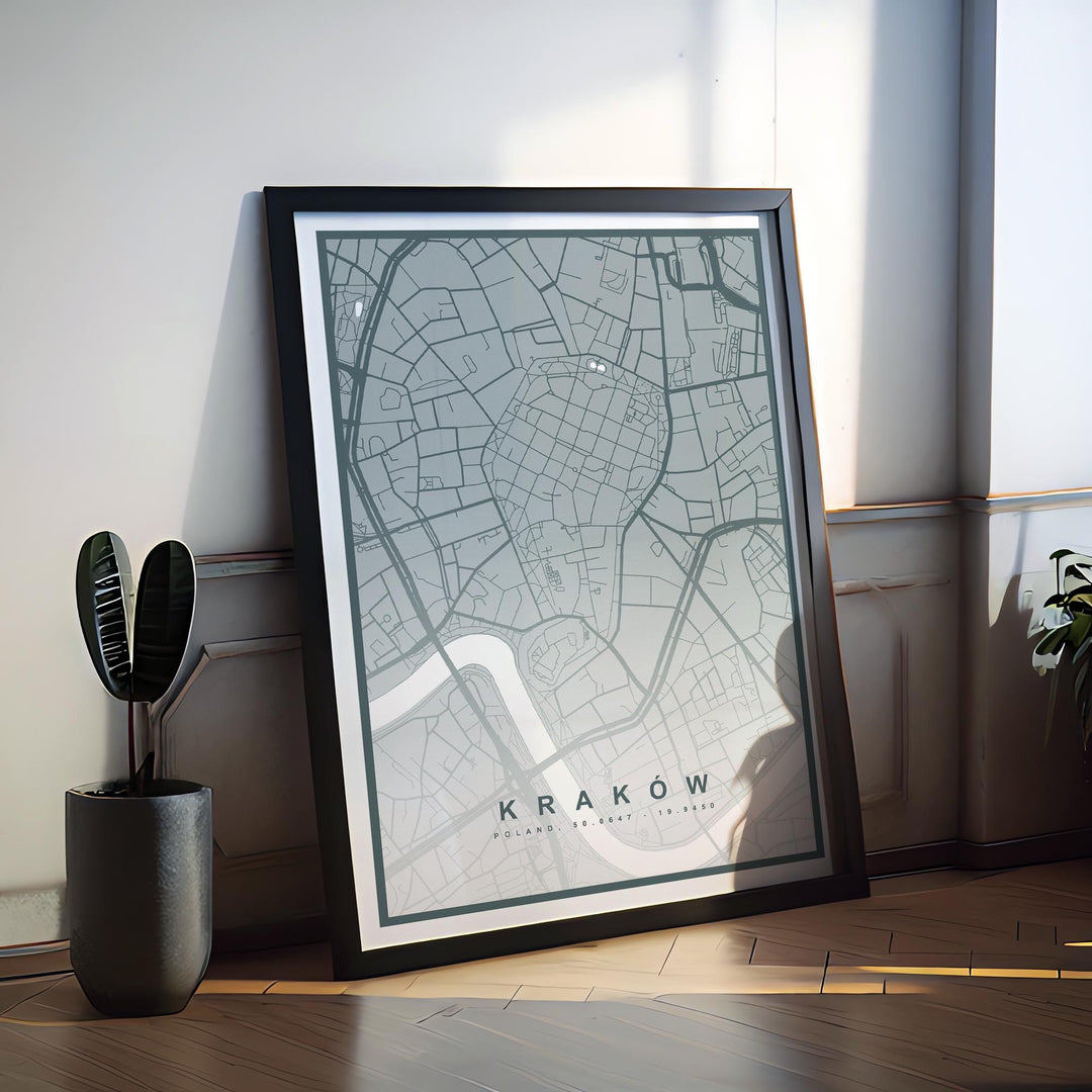 Kraków Map Print (8 COLOURS AVAILABLE) Kraków City Poster Poland Wall Art Krakow Decor Urban Street Map Travel Illustration
