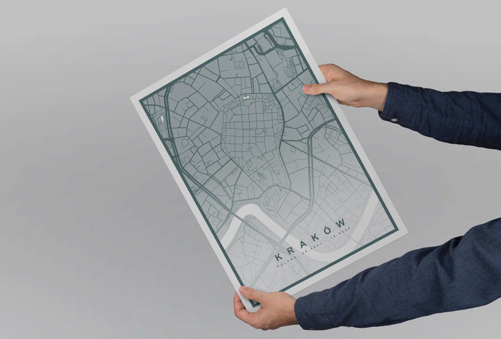 Kraków Map Print (8 COLOURS AVAILABLE) Kraków City Poster Poland Wall Art Krakow Decor Urban Street Map Travel Illustration