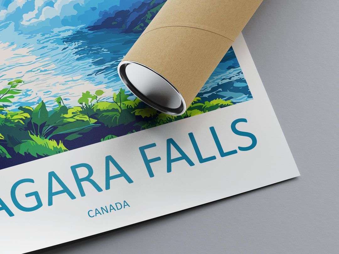 Niagara Falls Travel Poster USA Canada Wall Art Waterfall View Print Scenic Landscape Illustration Nature Decor Niagara Gift Souvenir