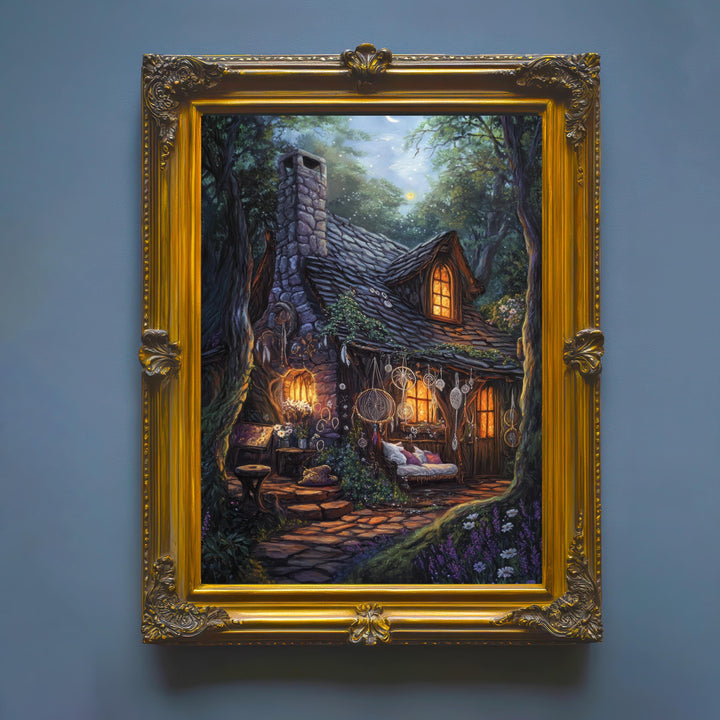 Dreamweaver Cottage Print: Vintage Cottagecore Art, Dark Academia Decor