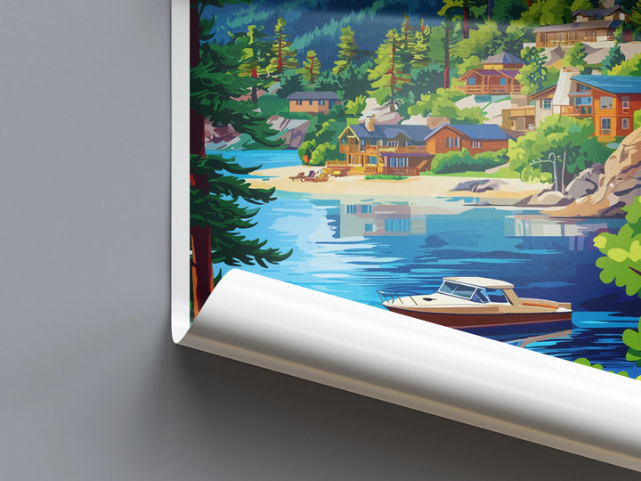 Lake Arrowhead Travel Poster California Wall Art Mountain Lake Print Pine Forest View Illustration Nature Decor Gift Souvenir