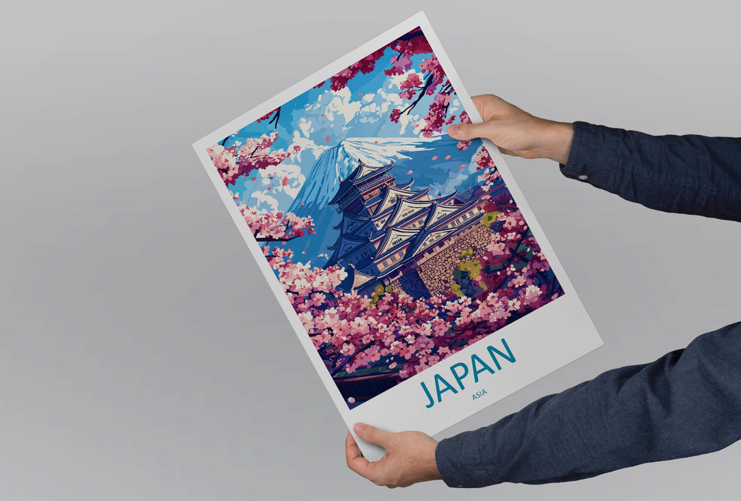 Japan Travel Poster Asia Wall Art Country View Print Mount Fuji Scene Illustration Cultural Decor Japan Gift Souvenir Landscape Art