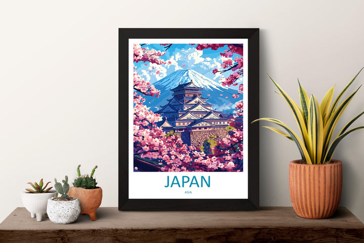 Japan Travel Poster Asia Wall Art Country View Print Mount Fuji Scene Illustration Cultural Decor Japan Gift Souvenir Landscape Art