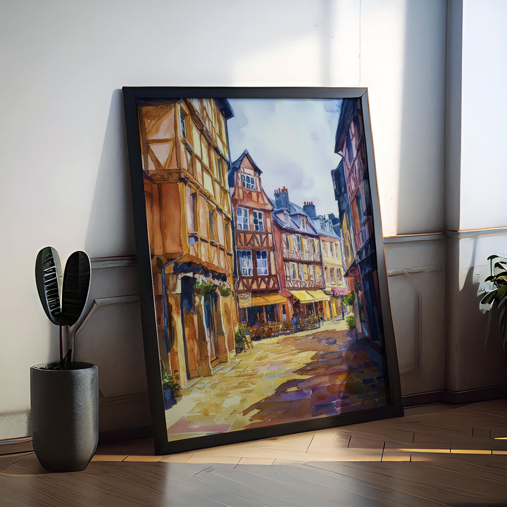 Rennes Watercolor Poster Rennes Travel Print France Wall Art Rennes Architecture Decor Brittany City Scene Historic France Landscape Print