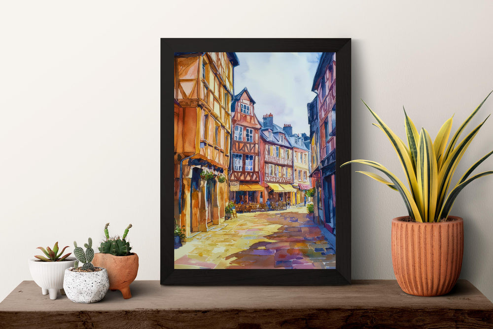 Rennes Watercolor Poster Rennes Travel Print France Wall Art Rennes Architecture Decor Brittany City Scene Historic France Landscape Print