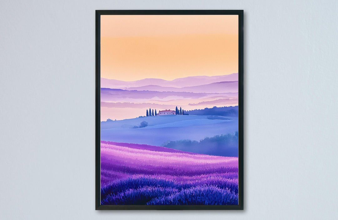 Provence Watercolor Poster Provence Travel Print France Wall Art Provence Decor Lavender Field Landscape French Countryside Scene Print