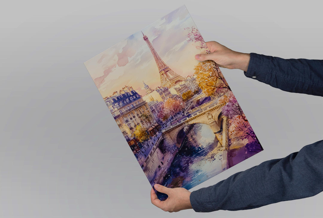 Paris Watercolor Poster Paris Travel Print France Wall Art Paris Decor Eiffel Tower Scene Romantic Paris View Cityscape Landscape Print
