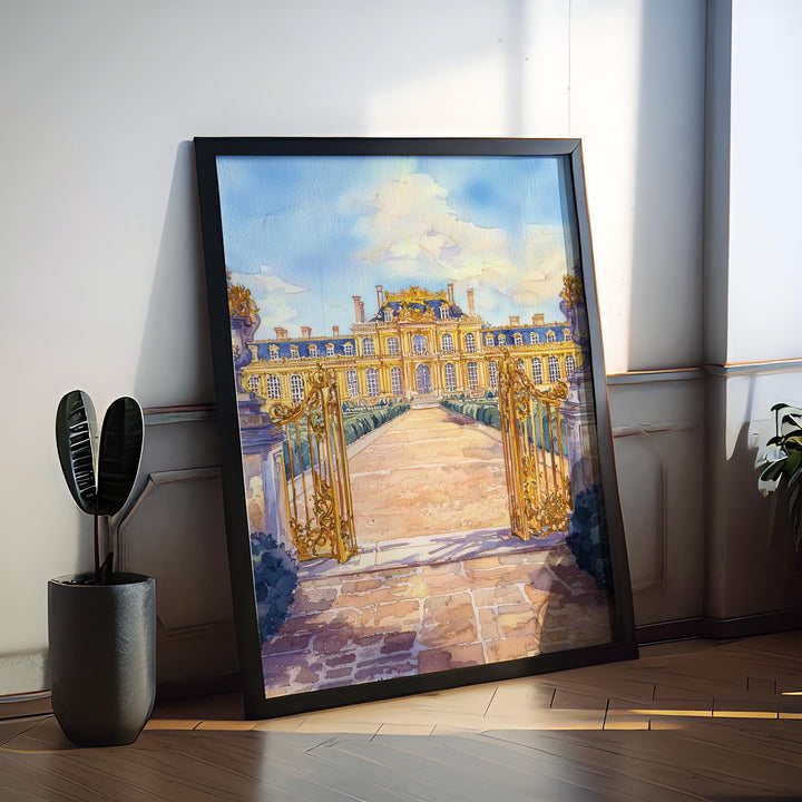 Palace of Versailles Watercolor Poster Versailles Travel Print France Wall Art Versailles Decor Royal Garden Scene Historic Castle Print