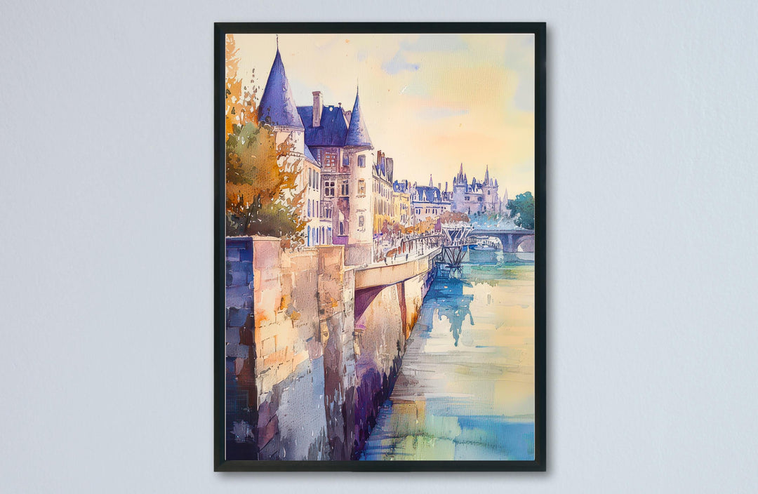 Nantes Watercolor Poster Nantes Travel Print France Wall Art Nantes Decor Historic City Scene Loire River Landscape French Architecture