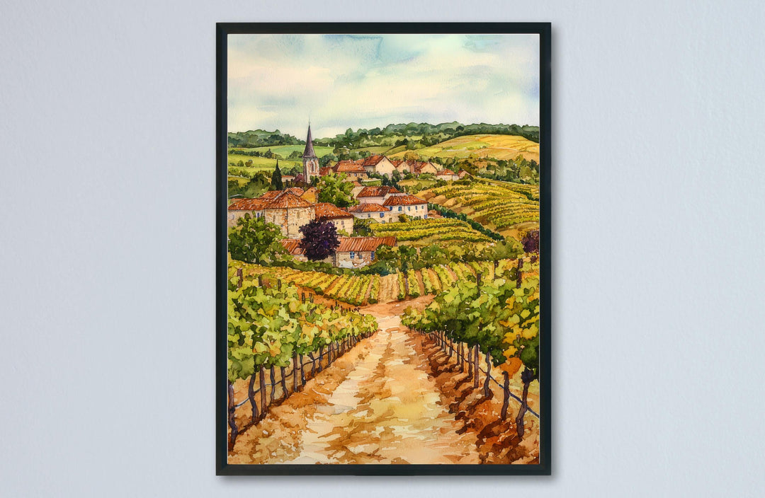 Burgundy Watercolor Poster Burgundy Travel Print France Wall Art Burgundy Decor Vineyard Scene French Countryside Landscape Wine Region