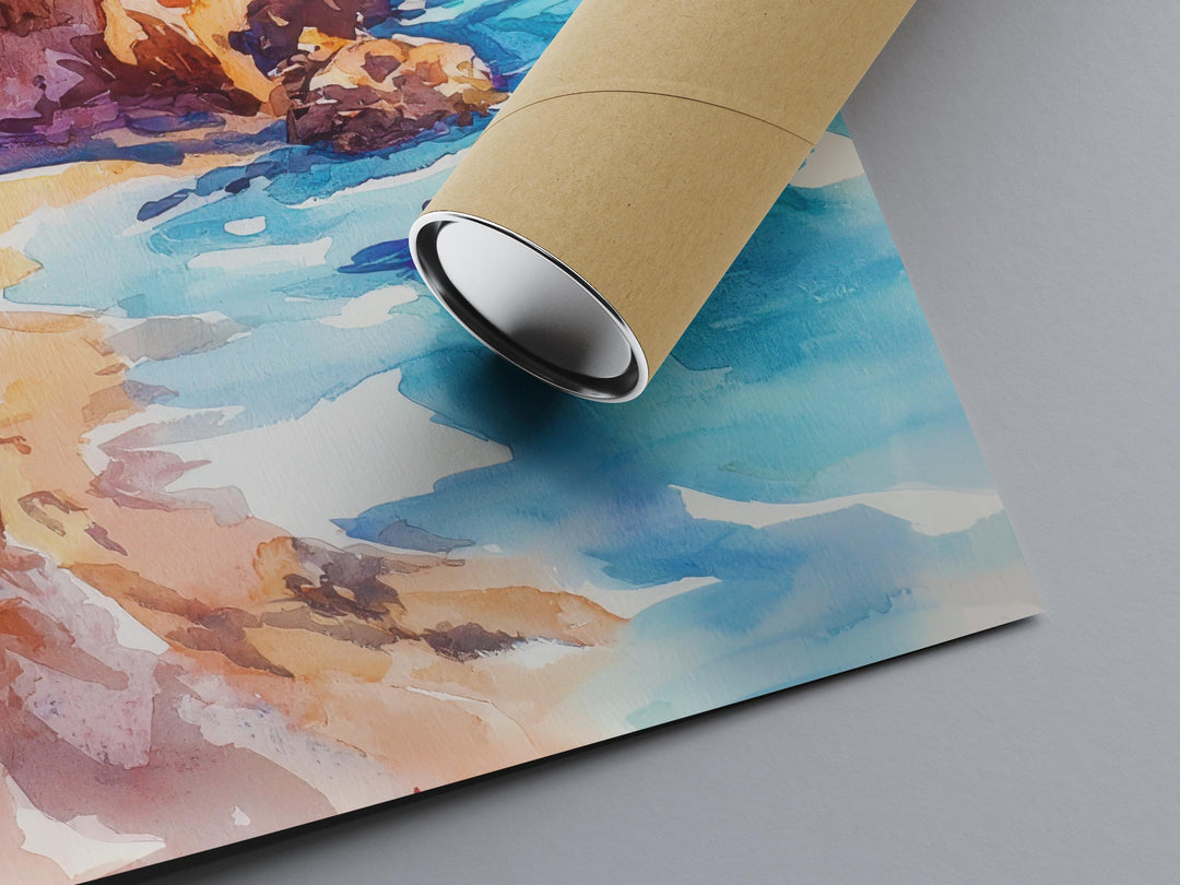 Biarritz Watercolor Poster Biarritz Travel Print France Wall Art Biarritz Decor Surf Coast Scene Ocean View French Riviera Landscape