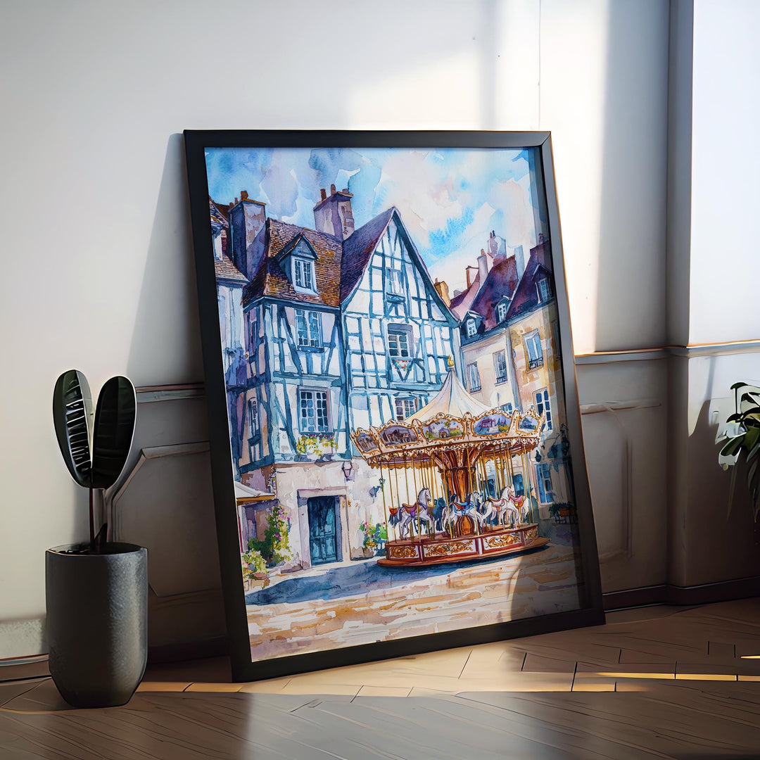 Angers Watercolor Poster Angers Travel Print France Wall Art Angers Decor Chateau Scene Loire Valley City View Historic Architecture Print