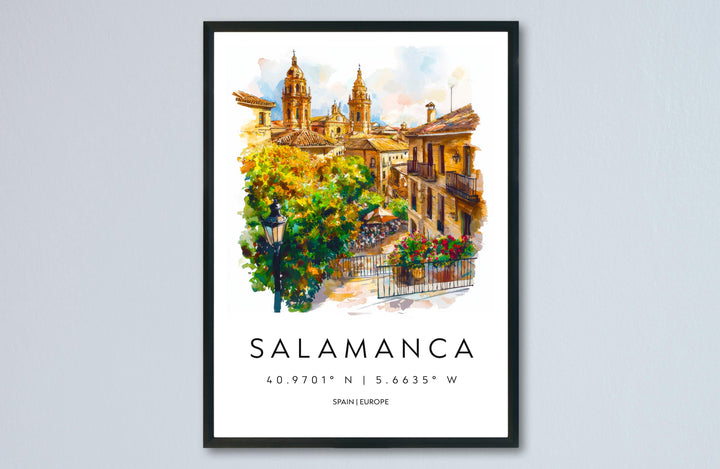 Salamanca Watercolor Poster Salamanca Travel Print Spain Wall Art Salamanca Decor Historic City Scene Cathedral View Plaza Landscape Print
