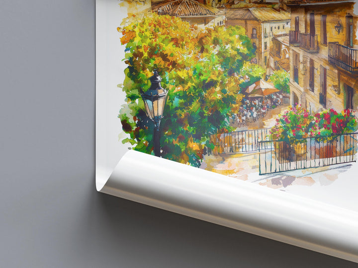 Salamanca Watercolor Poster Salamanca Travel Print Spain Wall Art Salamanca Decor Historic City Scene Cathedral View Plaza Landscape Print