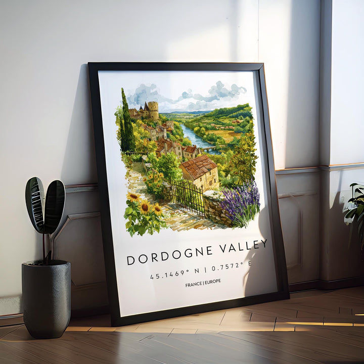Dordogne Valley Watercolor Poster Dordogne Valley Wall Art Dordogne Travel Print Dordogne Painting France Decor