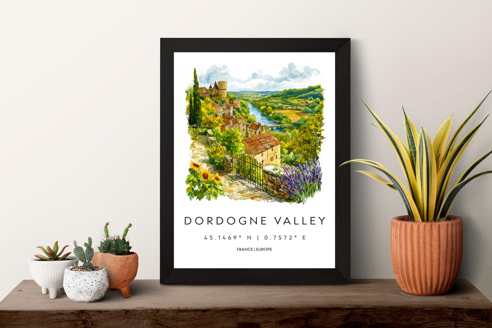 Dordogne Valley Watercolor Poster Dordogne Valley Wall Art Dordogne Travel Print Dordogne Painting France Decor
