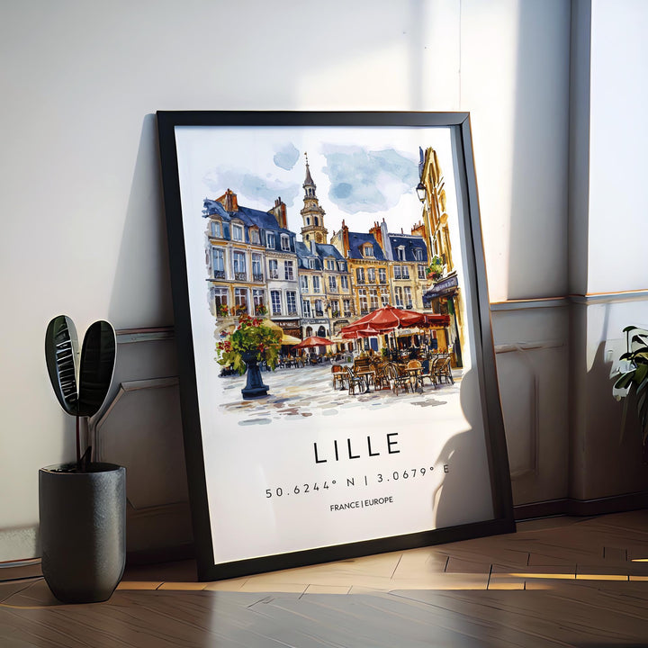 Lille Watercolor Poster Lille Wall Art Lille Travel Print Lille Cityscape Decor Lille Painting Lille France Print Vintage Style