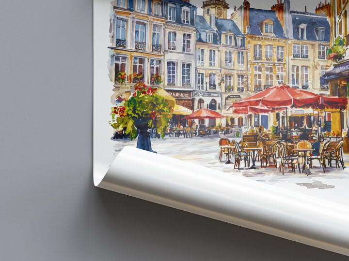 Lille Watercolor Poster Lille Wall Art Lille Travel Print Lille Cityscape Decor Lille Painting Lille France Print Vintage Style