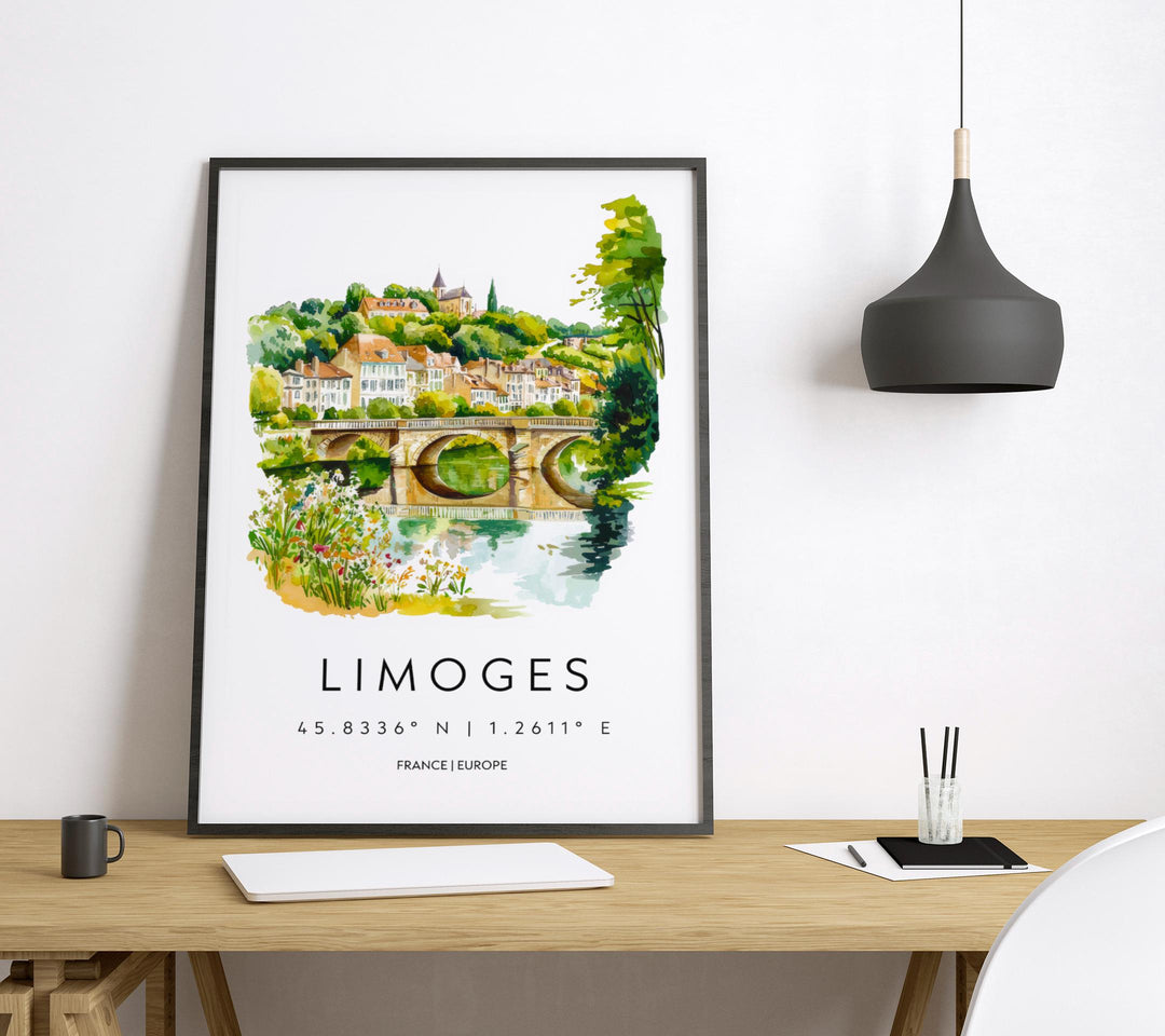Limoges Watercolor Poster Limoges Wall Art Limoges Travel Print Limoges City Decor Limoges France Painting Travel Poster