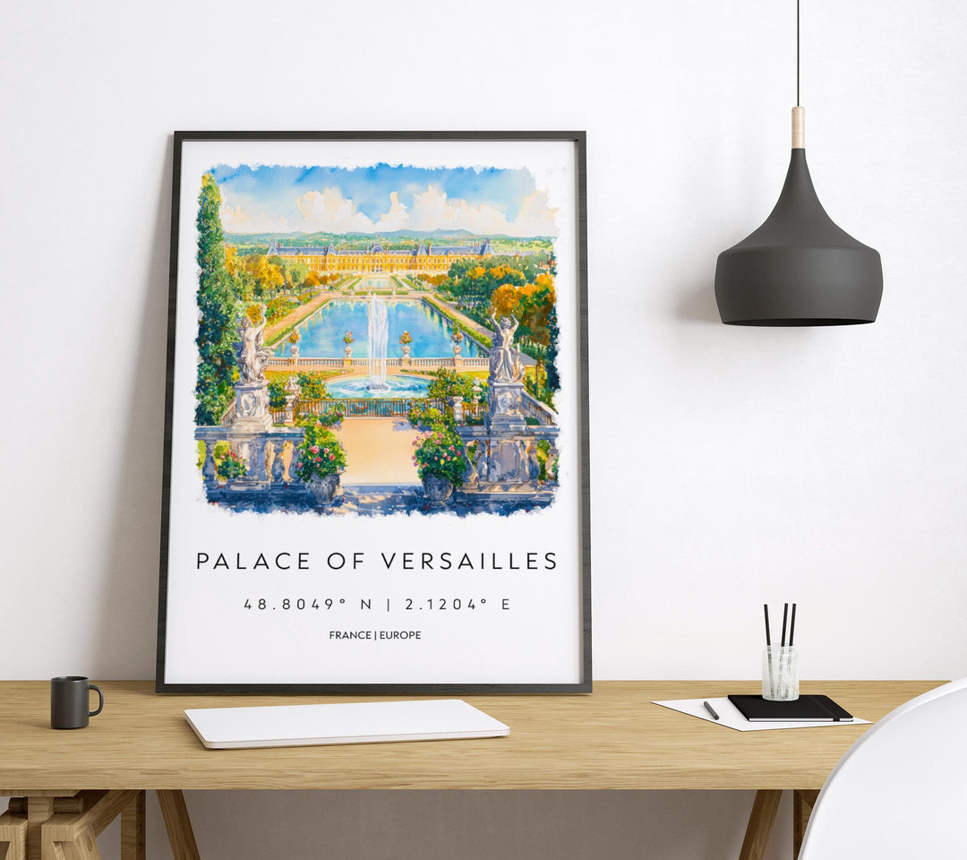 Palace of Versailles Watercolor Poster Versailles Wall Art Versailles Travel Print Versailles Decor France Painting Travel Poster