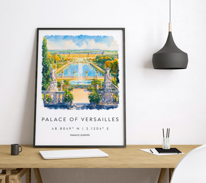 Palace of Versailles Watercolor Poster Versailles Wall Art Versailles Travel Print Versailles Decor France Painting Travel Poster