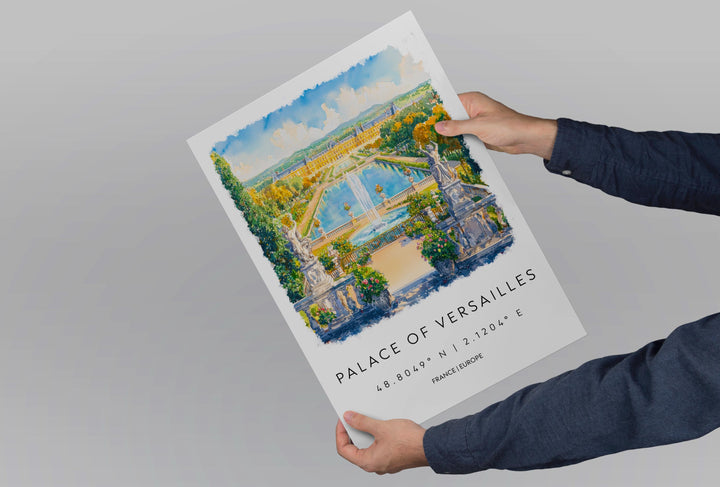 Palace of Versailles Watercolor Poster Versailles Wall Art Versailles Travel Print Versailles Decor France Painting Travel Poster