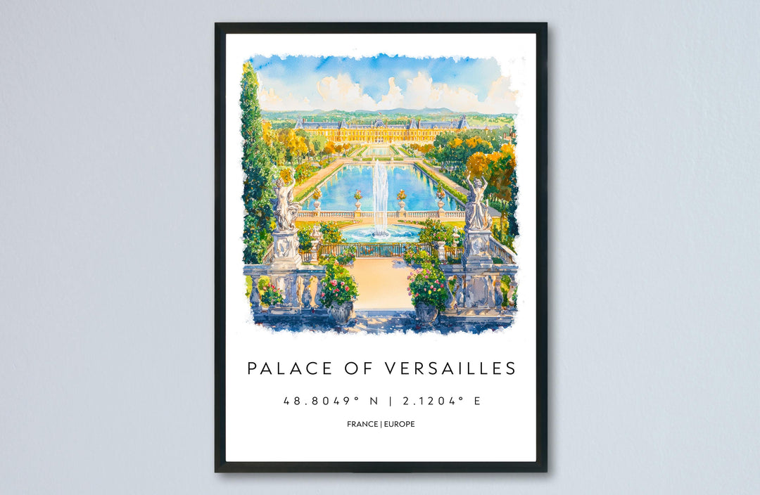 Palace of Versailles Watercolor Poster Versailles Wall Art Versailles Travel Print Versailles Decor France Painting Travel Poster