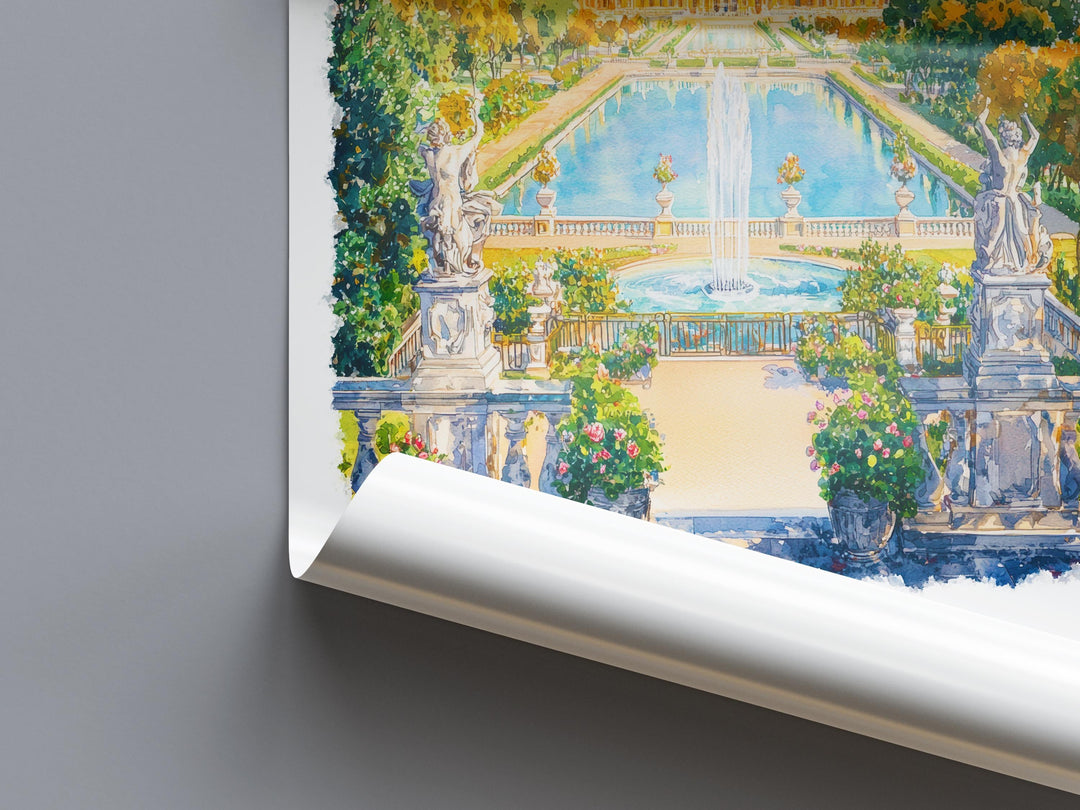 Palace of Versailles Watercolor Poster Versailles Wall Art Versailles Travel Print Versailles Decor France Painting Travel Poster