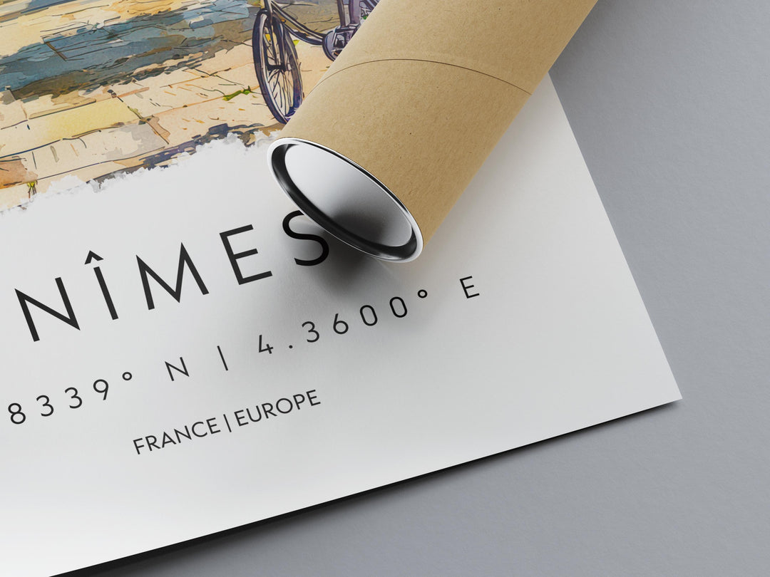 Nimes Watercolor Poster Nimes Wall Art Nimes Travel Print Nimes City Decor Nimes France Painting Nimes Roman Ruins Poster