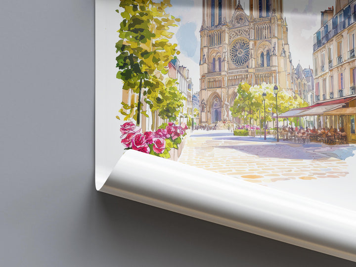 Reims Watercolor Poster Reims Wall Art Reims Travel Print Reims City Decor Reims France Painting Reims Cathedral Poster