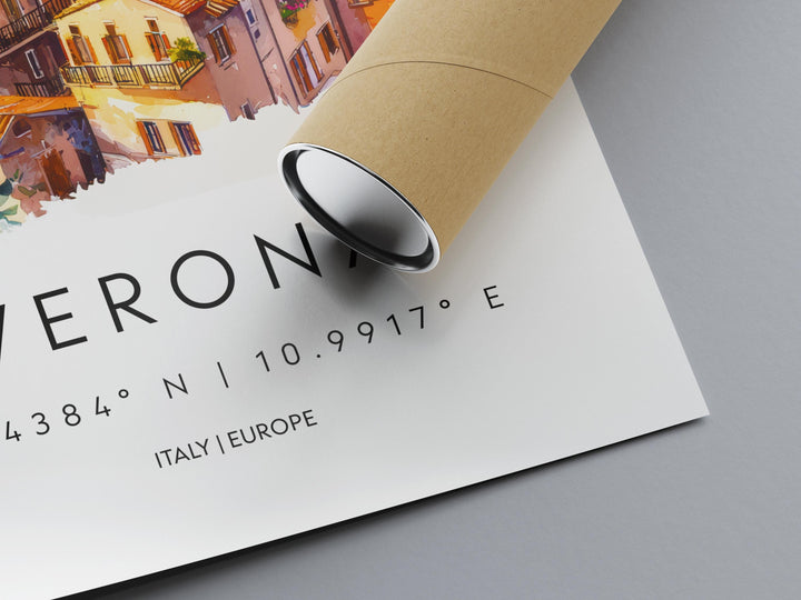 Verona Watercolor Poster Verona Travel Print Italy Wall Art Verona Decor Italian Cityscape Fine Art Print Verona Souvenir Gift for Travel