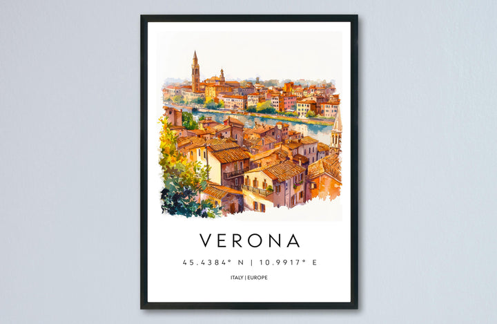 Verona Watercolor Poster Verona Travel Print Italy Wall Art Verona Decor Italian Cityscape Fine Art Print Verona Souvenir Gift for Travel