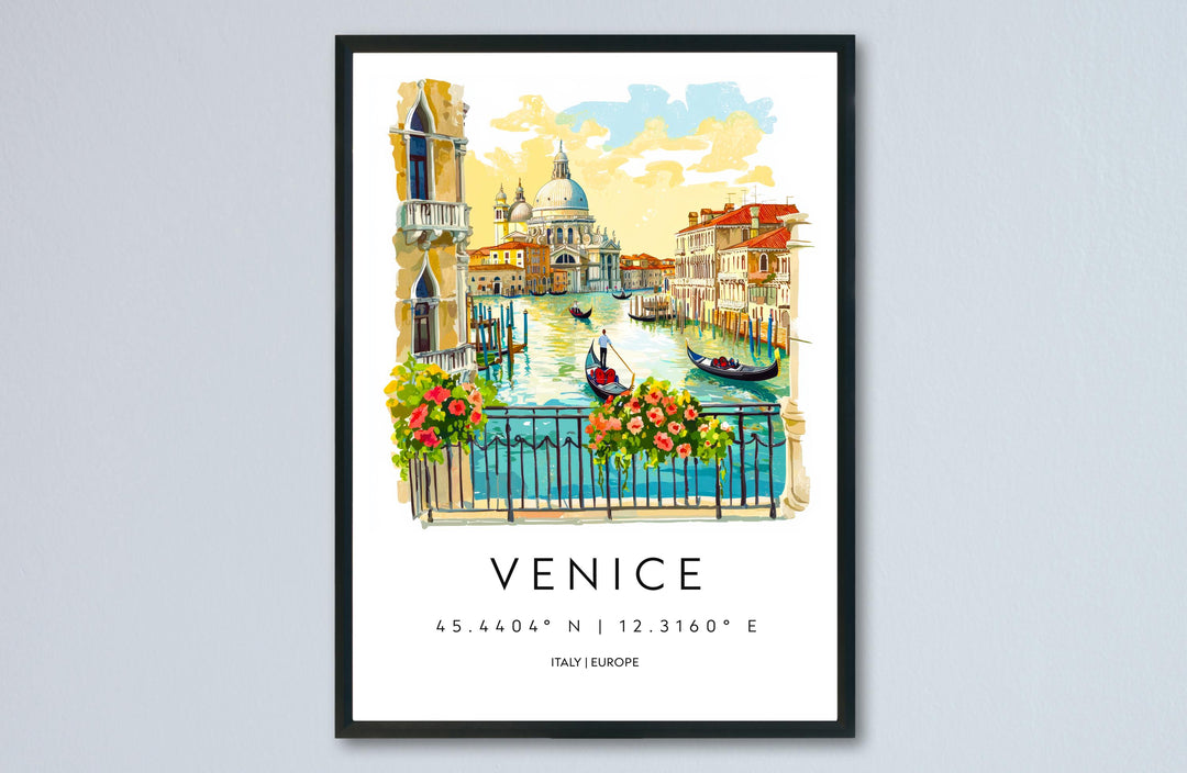 Venice Watercolor Poster Venice Italy Travel Print Wall Art Venice Decor Italian Canal Cityscape Fine Art Print Venice Souvenir Gift