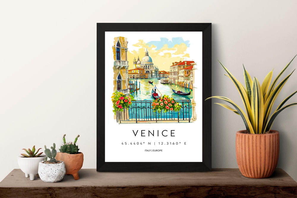 Venice Watercolor Poster Venice Italy Travel Print Wall Art Venice Decor Italian Canal Cityscape Fine Art Print Venice Souvenir Gift