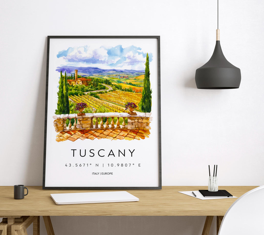 Tuscany Watercolor Poster Tuscany Italy Travel Print Wall Art Tuscany Decor Italian Landscape Farmhouse Art Print Tuscany Souvenir Gift