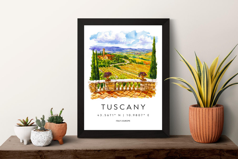 Tuscany Watercolor Poster Tuscany Italy Travel Print Wall Art Tuscany Decor Italian Landscape Farmhouse Art Print Tuscany Souvenir Gift