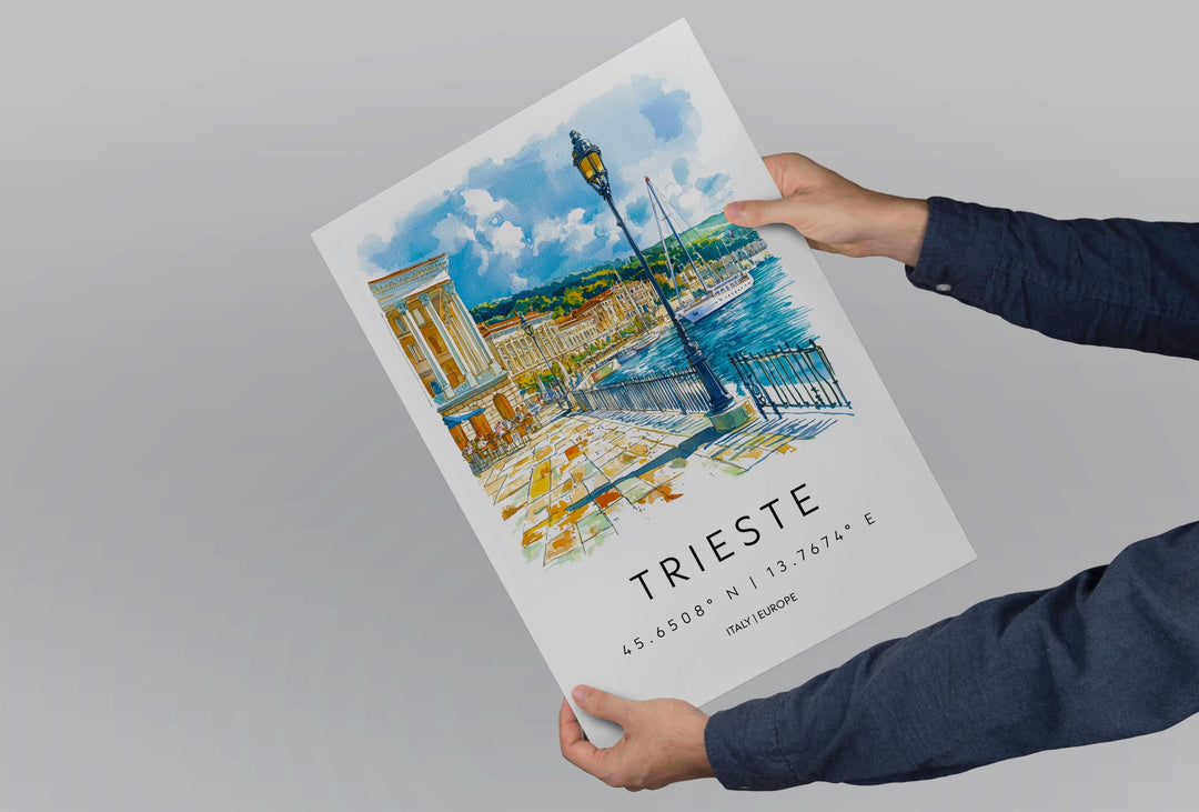 Trieste Watercolor Poster Trieste Italy Travel Print Wall Art Trieste Decor Italian Port City Fine Art Print Trieste Souvenir Gift