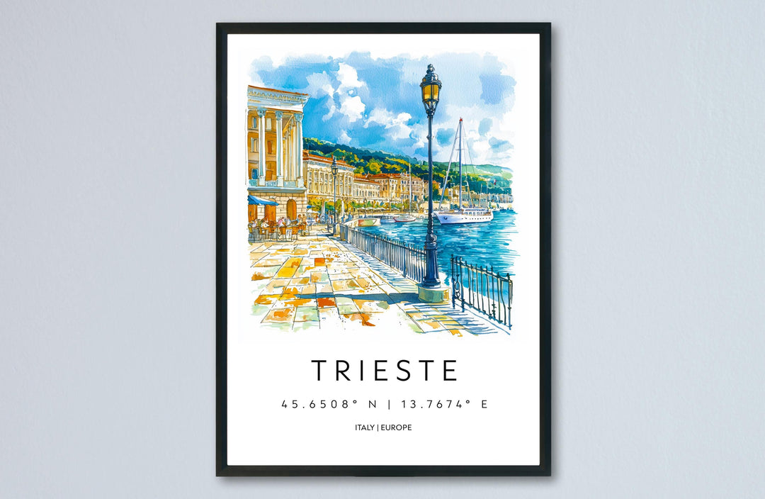 Trieste Watercolor Poster Trieste Italy Travel Print Wall Art Trieste Decor Italian Port City Fine Art Print Trieste Souvenir Gift